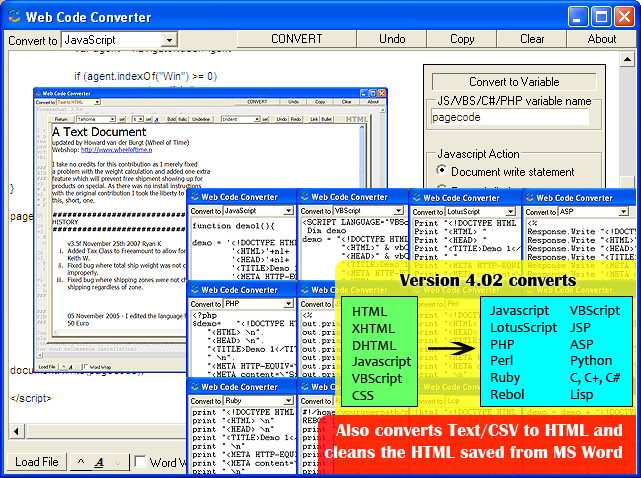 Web Code Converter Screen shot